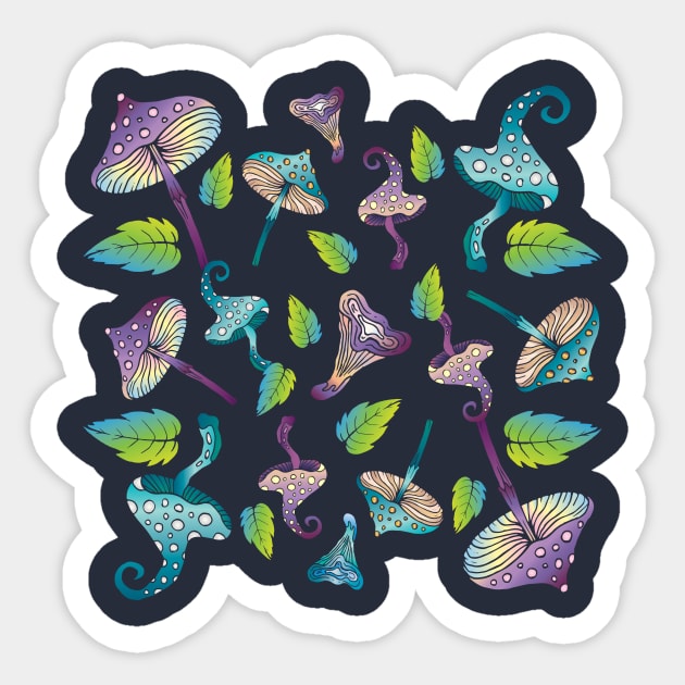 Magic fairy green mushrooms Sticker by annaazart